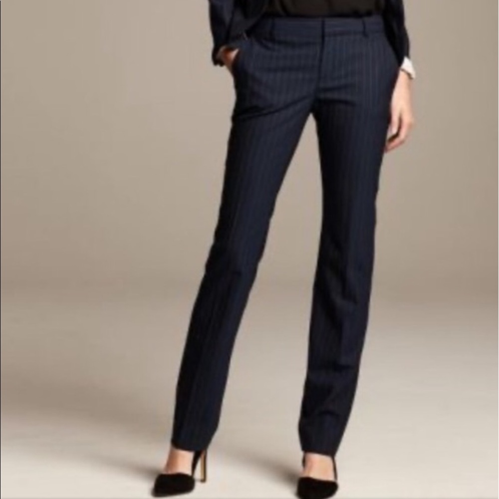Banana Republic Ryan Fit Charcoal Pinstriped Pant